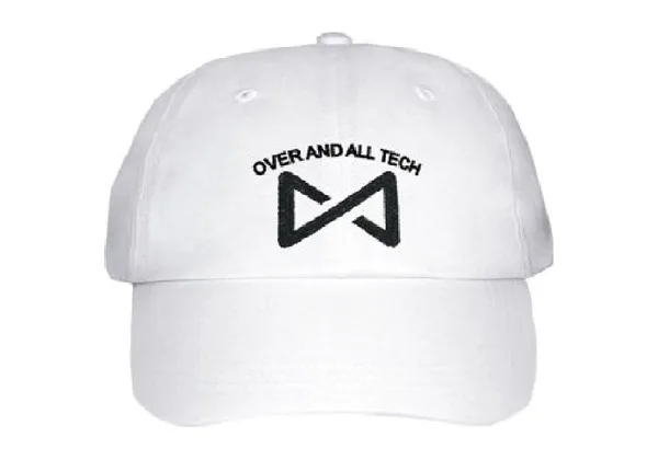 Custom branded white cap with company logo