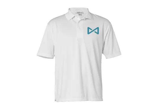 Custom printed white polo T-shirt with company logo