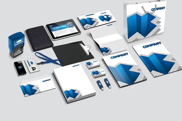 Digital and print graphics: brochures, folders, business cards and letterheads