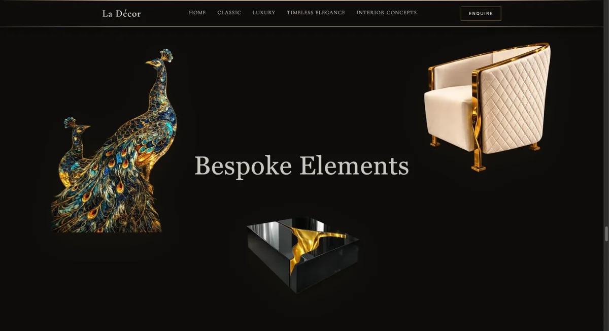 La Decor 3D interior design website built by Over & All Tech
